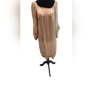 Mojito cream oversized off the shoulder dress with crochet detailing